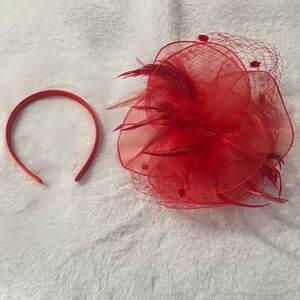 Elegant Red Fascinator Headband